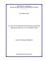 Các nhân tố tác động đến thu nhập hộ gia đình nông thôn địa bàn huyện lai vung, tỉnh đồng tháp 
