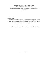 NGHIÊN CứU ĐIềU KIệN VậN DụNG QUảN TRị SảN XUấT TINH GọN CủA CÁC DOANH NGHIệP Vệ TINH VIệT NAM CHO DOANH NGHIệP NHậT BảN
