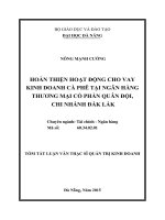 Hoàn thiện hoạt động cho vay kinh doanh cà phê tại ngân hàng TMCP quân đội, chi nhánh đăk lăk 