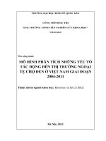MÔ HÌNH PHÂN TÍCH NHỮNG YẾU TỐ TÁC ĐỘNG ĐẾN THỊ TRƯỜNG NGOẠI TỆ CHỢ ĐEN Ở VIỆT NAM GIAI ĐOAN 20042011