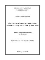 Đào tạo nghề cho lao động nông thôn huyện lệ thủy, tỉnh quảng bình 