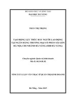 Tạo động lực thúc đẩy người lao động tại ngân hàng TMCP sài gòn hà nội, chi nhánh đà nẵng (SHB đà nẵng) 