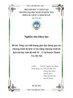 NÂNG CAO CHẤT LƯỢNG GIÁO DỤC THÔNG QUA CÁC TRƯƠNG TRÌNH DU LỊCH VÀ XÂY DỰNG TRƯƠNG TRÌNH DU LỊCH CHO HỌC SINH ĐỘ TUỔI TỪ 1011 Ở HUYỆN THANH TRÌ HÀ NỘI