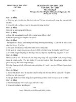 Đề thi học sinh giỏi môn Sinh học lớp 8 năm 2015 huyện Tam Nông, Phú Thọ