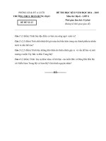 Đề kiểm tra học kì 2 môn Địa lý lớp 8 năm 2015 trường THCS Trần Hưng Đạo, Thừa Thiên Huế