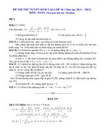Một số đề thi tuyển sinh vào 10 (Có đ/a)(11 12)