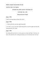 Đề kiểm tra học kì 2 môn Lịch Sử lớp 8 năm 2015 trường THCS Tân Thịnh, Yên Bái