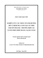 Nghiên cứu các nhân tố ảnh hưởng đến ý định mua sắm tại các phố chuyên doanh   trường hợp các tuyến phố thời trang tại đà nẵng 