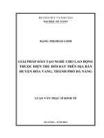 Giải pháp đào tạo nghề cho lao động thuộc diện thu hồi đất trên địa bàn huyện hòa vang, thành phố đà nẵng 