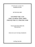 Giải pháp việc làm cho lao động nông thôn ở huyện trà cú, tỉnh trà vinh 