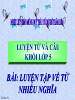 Bài giảng tiếng việt 5 tuần 7 bài luyện từ và câu   luyện tập về từ nhiều nghĩa 