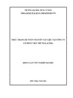 Khóa luận tốt nghiệp Đại học: Thực trạng kế toán nguyên vật liệu tại Công ty Cổ phần Việt Trì Viglacera