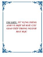 TỪ VỰNG TIẾNG ANH và một số mẫu câu GIAO TIẾP TRONG NGÀNH MAY mặc