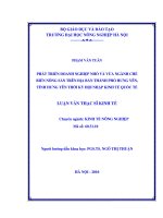 phát triển doanh nghiệp nhỏ và vừa ngành chế biến nông sản trên ðịa bàn thành phố hưng yên, tỉnh hưng yên thời kỳ hội nhập kinh tế quốc tế