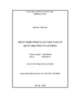 Tóm tắt Luận văn Thạc sĩ Luật học: Hoàn thiện pháp luật Việt Nam về quản trị công ty cổ phần