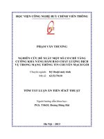 Nghiên cứu đề xuất một số cơ chế tăng cường khả năng đảm bảo chất lượng dịch vụ trong mạng thông tin chuyển mạch gói (TT) 