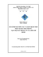 so sánh nguyên tác và bản dịch thơ một số bài thơ trong tập nhật ký trong tù của hồ chí minh