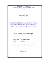 đánh giá hiệu quả các loại hình sử dụng đất nông nghiệp theo hướng sản xuất hàng hóa trên địa bàn huyện quế võ  tỉnh bắc ninh