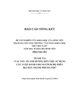 CÁC YẾU TỐ ẢNH HƯỞNG ĐẾN VIỆC SỬ DỤNG CẦU VƯỢT DÀNH CHO NGƯỜI ĐI BỘ TRÊN  ĐỊA BÀN THÀNH PHỐ HÀ NỘI