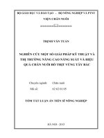 Nghiên cứu một số giải pháp kỹ thuật và thị trường nâng cao năng suất và hiệu quả chăn nuôi bò thịt vùng tây bắc