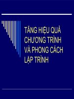 TĂNG HIỆU QUẢ CHƯƠNG TRÌNH và PHONG CÁCH lập TRÌNH 