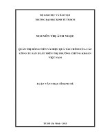 Quản trị dòng tiền và hiệu quả tài chính của các công ty sản xuất trên thị trường chứng khoán việt nam 