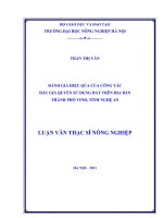 đánh giá hiệu qủa của công tác đấu giá quyền sử dụng đất trên địa bàn thành phố vinh, tỉnh nghệ an