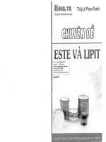 CHUYÊN đề ESTE và LIPIT năm 2015 