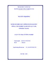 đánh giá hiệu quả chính sách giao đất nông, lâm nghiệp tại huyện lục nam, tỉnh bắc giang.