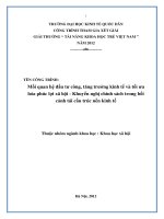 MỐI QUAN HỆ ĐẦU TƯ CÔNG ,TĂNG TRƯỞNG KINH TẾ VÀ TỐI ƯU HÓA PHÚC LỢI XÃ HỘI  KHUYẾN NGHỊ CHÍNH SÁCH TRONG BỐI CẢNH TÁI CẤU TRÚC NỀN KINH TẾ