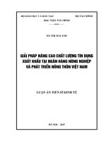 Giải pháp nâng cao chất lượng tín dụng xuất khẩu tại Ngân hàng Nông nghiệp và Phát triển nông thôn Việt Nam
