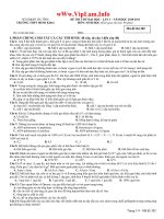 Đề thi thử ĐH  Sinh THPT Minh Khai  có đáp án