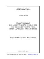 Tổ chức phối hợp các lực lượng giáo dục đạo đức cho học sinh ở trường trung học cơ sở   huyện lập thạch, tỉnh vĩnh phúc