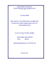 thực trạng và giải pháp nâng cao hiệu quả sử dụng đất nông nghiệp thị xã sơn tây thành phố hà nội
