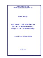 thực trạng và giải pháp nâng cao hiệu quả sử dụng đất canh tác huyện gia lâm – thành phố hà nội