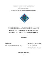 morphological awareness in enlarging thirdyear englishmajored students vocabulary size in can tho university