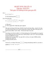 BỘ ĐỀ THI MÔN TOÁN LÊN 10