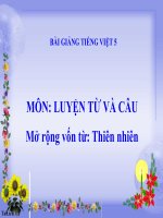 Bài giảng tiếng việt 5 tuần 9 bài luyện từ và câu   mở rộng vốn từ thiên nhiên 
