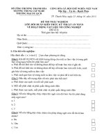 ĐỀ THI TRẮC NGHIỆM lớp bồi HUẤN KIẾN THỨC kỹ THUẬT AN TOÀN về HOẠT ĐỘNG nổ CÔNG NGHIỆP 