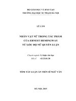 Nhân vật nữ trong tác phẩm của ernest hemingway từ góc độ nữ quyền luận chuyên ngành lí luận văn học (TT) 