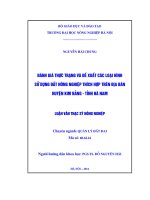 đánh giá thực trạng và đề xuất các loại hình sử dụng đất nông nghiệp thich hợp trên địa bàn huyện kim bảng – tỉnh hà nam