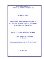đánh giá đất thích hợp theo fao phục vụ quy hoạch sử dụng đất sản xuất nông nghiệp huyện lâm thao tỉnh phú thọ