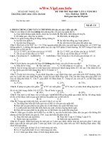Đề thi thử ĐH Hóa THPT Bắc Yên Thành
