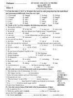 Đề thi HSG cấp trường Anh 8  học kỳ I