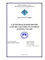 lập kế hoạch kinh doanh năm 2013 tại công ty cổ phần xi măng tây đô