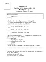 đề kiểm tra đia lí cuối học kỳ 2