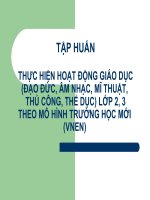 THỰC HIỆN HOẠT ĐỘNG GIÁO DỤC(ĐẠO ĐỨC, ÂM NHẠC, MĨ THUẬT, THỦ CÔNG, THỂ DỤC) LỚP 2, 3THEO MÔ HÌNH TRƯỜNG HỌC MỚI
