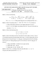 Đề thi toán vào 10 Đại học chuyên ngữHN  09