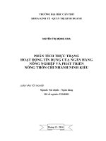 phân tích thực trạng hoạt động tín dụng của ngân hàng nông nghiệp và phát triển nông thôn chi nhánh ninh kiều