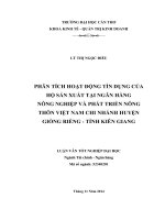 phân tích hoạt động tín dụng của hộ sản xuất tại ngân hàng nông nghiệp và phát triển nông thôn việt nam chi nhánh huyện giồng riềng,  tỉnh kiên giang